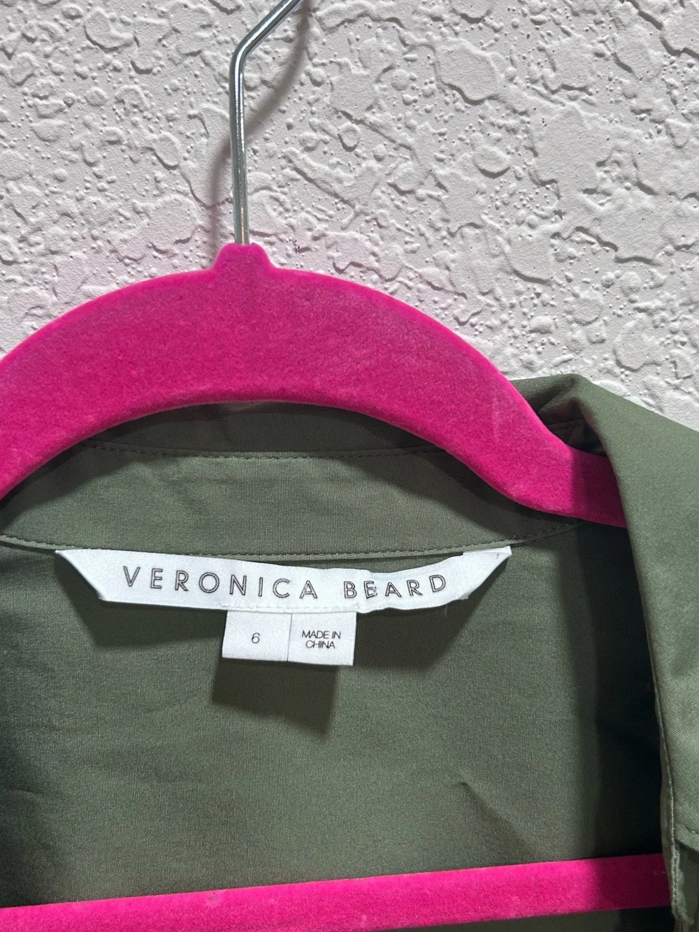 Veronica beard size 6 Olive Green Wrap Shirt Dress with Ring Detail